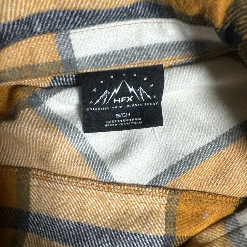 HFX Womens Yellow Plaid Wool Blend Snap Front Shacket Shirt Jacket Small 1534711
